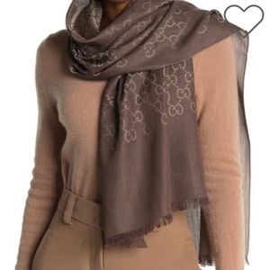 Gucci GG Monogrammed Wool and Silk Blend Scarf